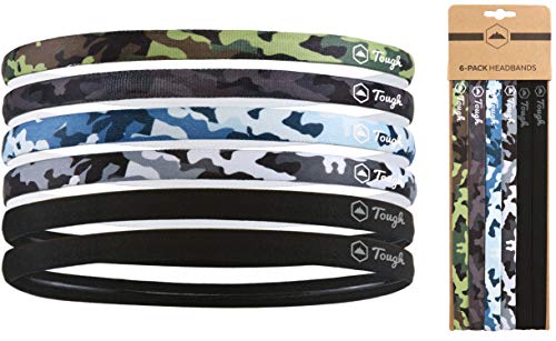 Athletic Sports Headbands - 6 Pack Thin Hair Bands for Men Women Boys