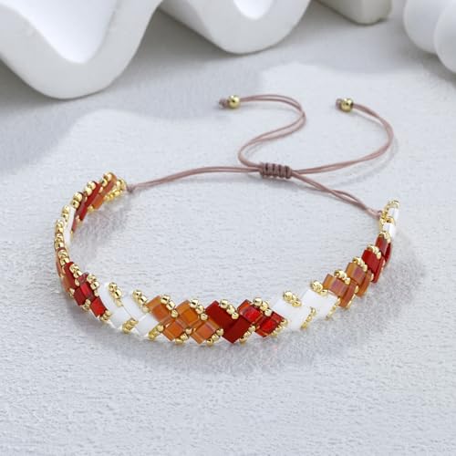 Image of KELITCH Colorful Tila Beaded Bracelets Women Strand Friendship Bracelet Handmade New Link Cuff Bracelets
