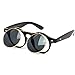 WearMe Pro Flip up Cyber Steampunk Round Circle Retro Sunglasses (Black/Gold Rimmed, 43)