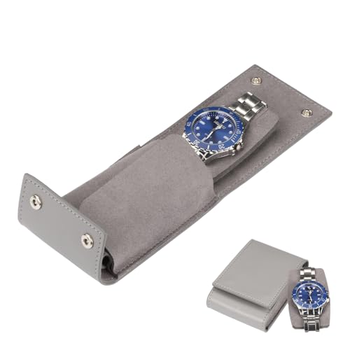YANHHAN Travel Watch Pouch/Leather Watch Travel Case with Suede Lining/Luxury Leather Travel Watch Box Single Watch Pouch Christmas Gift for Man/Woman/Office