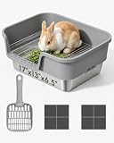Rabbit Litter Box with 304 Stainless Steel Sifting Grid and Base Pan