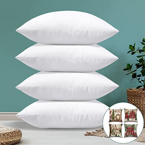 Sungeek Juego de 4 Fundas Navideñas para Cojines con Relleno de Cojín 45x45cm Fundas de Almohada Decorativas de Lino Suave Relleno de Almohadillas para Decoración del Hogar (Casa Coche) Cover