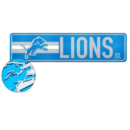 Rico Industries NFL Football Detroit Lions Standard Laser Cut Acrylic Street Sign 3.5” X 14.25” Home Decor - Bedroom - Office - Man Cave