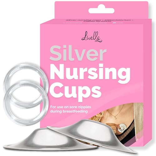LIVELLA | Original Silver Nursing Cups with Comfort-Rings - Made in Germany with 999 Silver - Universal Fit - Protect and Soothe Sore Nipples - Silver Nipple Shields for Breastfeeding - FDA-Registered