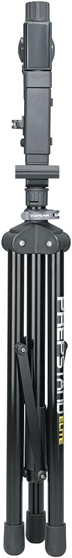 Topeak PrepStand Elite Bike Repair Stand – Professional Folding Workstand with Small Parts Bin | 360° Rotating Clamp, Stable Tripod Base, 55 lb Capacity