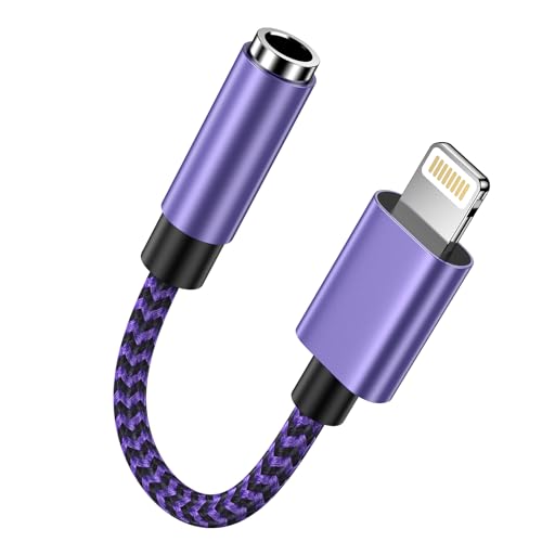 Lightning to 3.5mm Headphone Jack Adapter,Lightning to Aux Apple Headphone Adaptor Earphone Converter Compatible with iPhone 14/13/12/11/XS/XR/X /8, i Pad Pro/Mini, Headset, Support Music Control