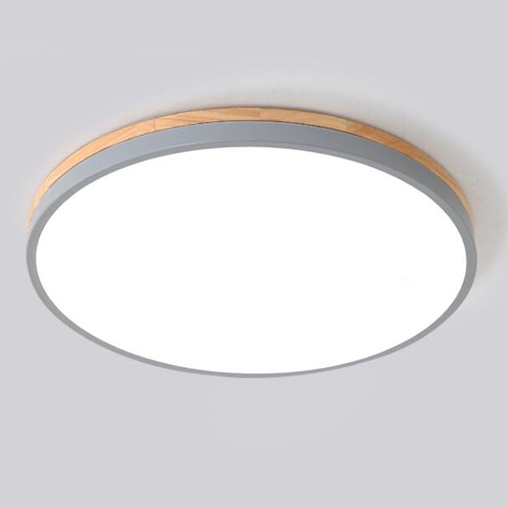 Nordic Wood and Iron Art Ceiling Lamp Roundaron Ceiling Light Adjustable Three-Color Ceiling Lamp Fixture Modern Minimalist Flat Light for Bedroom Living Room Kitchen Office Hallway(D/a Gray