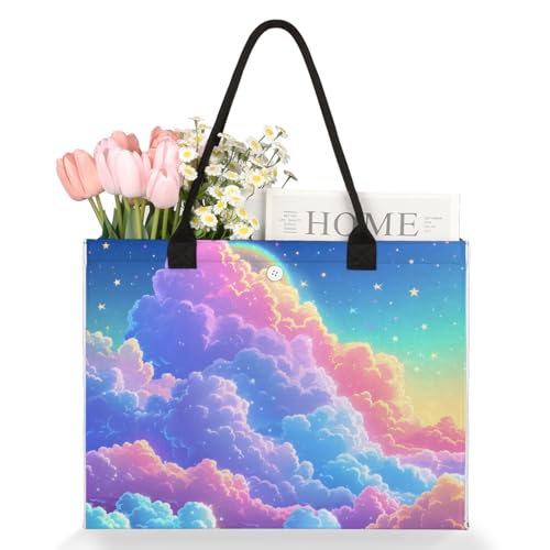 Colored Cloud Sun Tote Bag for Women Large Beach Bag Reusable Tote Bags for Work Travel Beach Shopping3