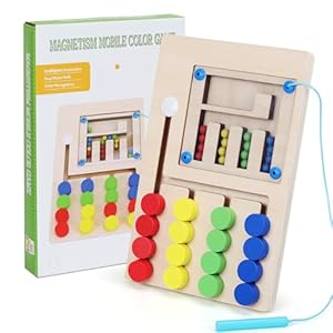QZMTOY Travel Color Matching Puzzle Board,Magnetic Maze,Montessori Educational Brain Teasers Toys,Handheld Games for Road Trip,IQ Logic Game Toy,Gift for Kids Toddlers Boys Girls