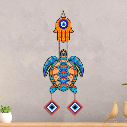 Image of Artvibes Turtle Evil Eye Hanging Decor for Main Door & Entrance | Lucky Vastu MDF Wall Art | Decorative Accent for Living Room | Office | Hallway & Bedroom | Housewarming Gift Item (WH 8542N)