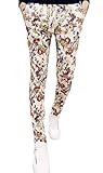 Men's Flower Pattern Slim Fit Tapered Floral Pants with Drawstring, Khaki, 38 = Tag 5XL