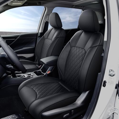 GIANT PANDA Custom Fit 2 Pack Front Car Seat Covers Fit for Subaru Forester 2019 2020 2021 2022 2023 2024 Premium Limited Sport Touring Wilderness Base, Stretch Drivers Seat Covers,Faux Leather(Black)