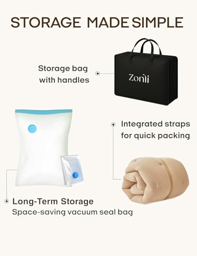 Image of ZonLi Japanese Floor Futon Mattress 100% Cotton Cover Foldable Portable