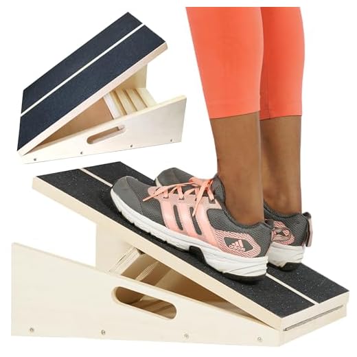 Professional Wooden Slant Board Calf Ankle Stretcher with Spiky Stress Ball Stretch Resistance Tube Adjustable Incline Non-slip tread Side Handles 16" X 12.5" 450 lbs Achilles Plantar Fasciitis