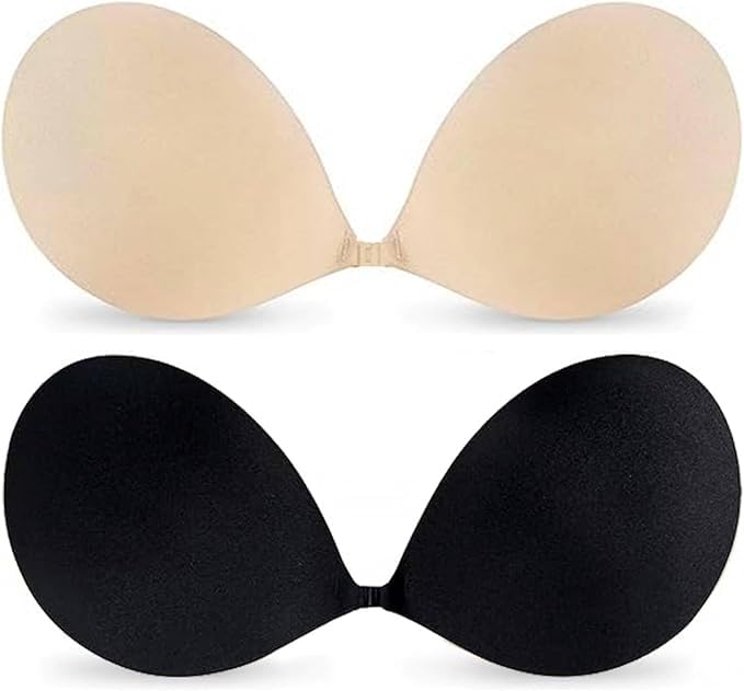 2 Pcs Sticky Push Up Bra for Women | Strapless Invisible Bra with Strong Silicone Adhesive | Reusable Free Size Backless Bra for Saree, Lehenga, Gown, Party & Wedding