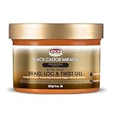 African Pride Black Castor Miracle Extra Hold Braid, Loc, Twist Gel - Extreme Hold Braiding Hair Gel, Edge Control & Tames Frizz, No Flake | Natural Ingredients, Coconut Oil | 8oz