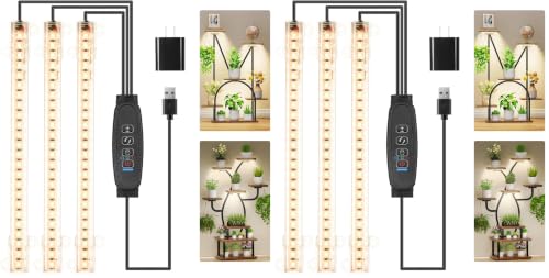 Image of RWNTAO 3 Head 7.8 Inches LED Grow Light Strips, Grow Lamps for Indoor Plants Full Spectrum 3000K, 72 LEDs Plant Light Strips with 3 /9 /12H Timer, 10 Dimmable Levels for Seedling Succulent (Pack of 2)