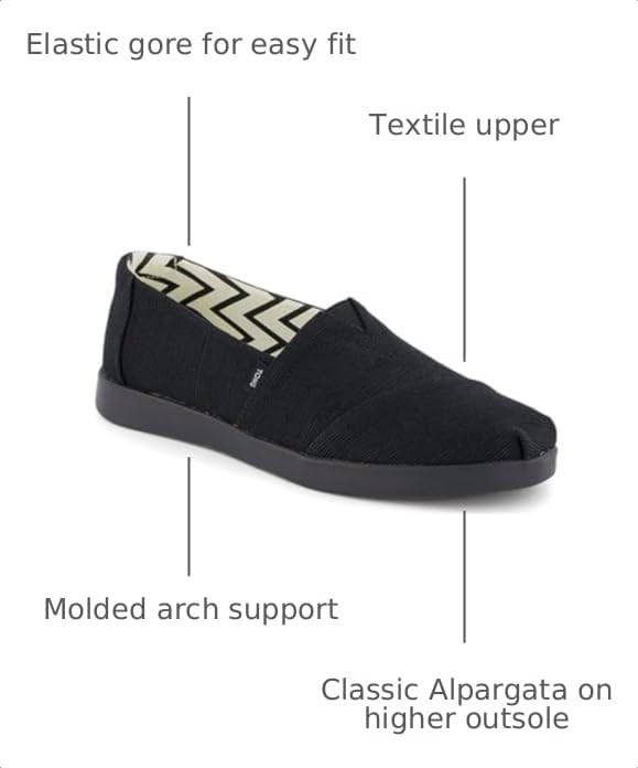 Image of TOMS Women's Alpargata Plus Slip On Espadrille, Textile Upper, Relaxed Fit, CloudBound Insole, Stretchy Easy On and Off