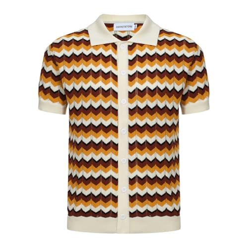 OXKNIT Men Knit Polo Shirts Short Sleeve 1960s Mod...