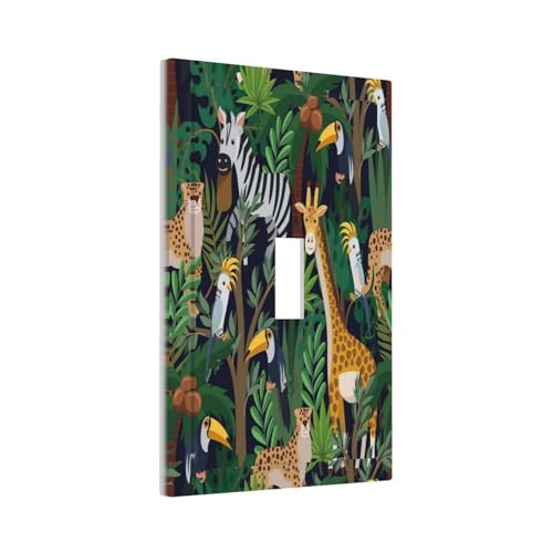 Wpshijia WPSHIJIA0713 Cartoon Animal Zebra Leopard Giraffe Bird Leaf 1 Gang Nursery Light Switch Covers Decorative Single Toggle Wall Plate Switchcover Electrical Switchplate thumb #1