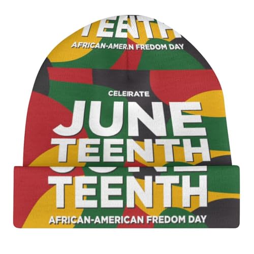 Juneteenth Since 1865 Celebrate Freedom Afican Kids Beanie Hat for for Girls Boys Children Cap Winter Knitted Chemo Cancer Headwear Accessories Gifts Decoration Black4