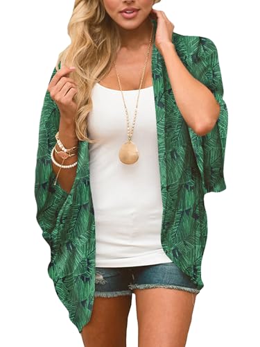Image of Chunoy Women Floral Beach Wear Cover Up Chiffon Kimono Cardigan Open Front Blouse Top