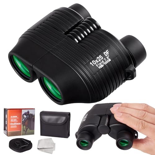 QQ CAT Jumelles Compactes 10x25 Auto Focus sans Réglage Petites Jumelles Pliables avec Vision Nocturne. Idéal Débutants & Adultes pour Observation Oiseaux,...
