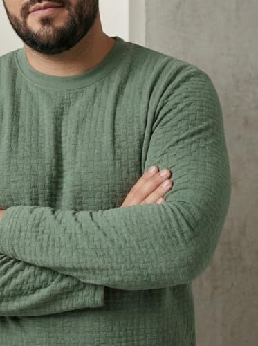 Image of UNSTD Men Plus Size Full Sleeve T-Shirt | Cotton Knitted Round Neck Casual Wear for Men | Regular Fit Big & Tall T-Shirt