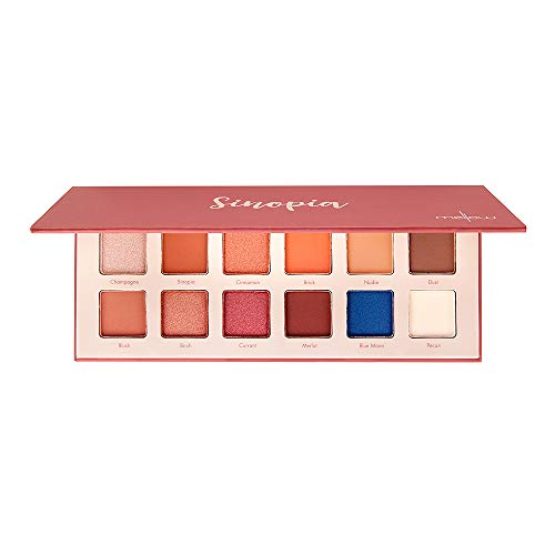 Mellow Cosmetics Sinopia Eyeshadow Palette Makeup (12 Colors) with Matte, Shimmer, Metallic, Warm & Nude Shades - Highly Pigmented & Easily Blendable Colorful Eye Shadow Pallet Vegan & Cruelty Free