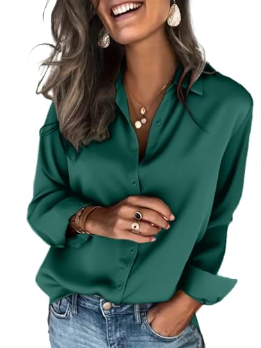 Zeagoo Camicia da Donna Elegante in Raso di Seta
