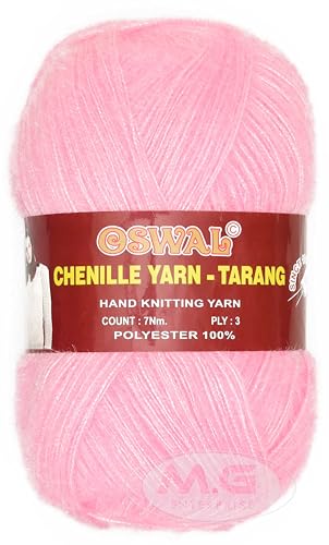Image of M.G ENTERPRISE Knitting Wool Yarn, Soft Fancy Feather Wool Pink 100 GMS Best Used with Knitting Needles, Soft Fancy Wool-QE Art-HDG
