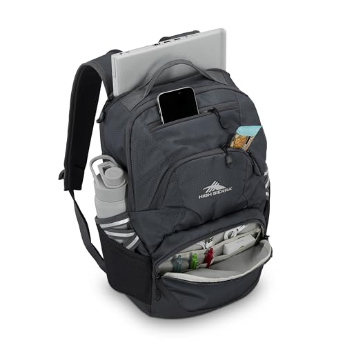 Image of High Sierra Swoop SG Backpack, Travel or Work Laptop Bookbag with Drop Protection Pocket, and Tablet Sleeve, One Size, Mercury