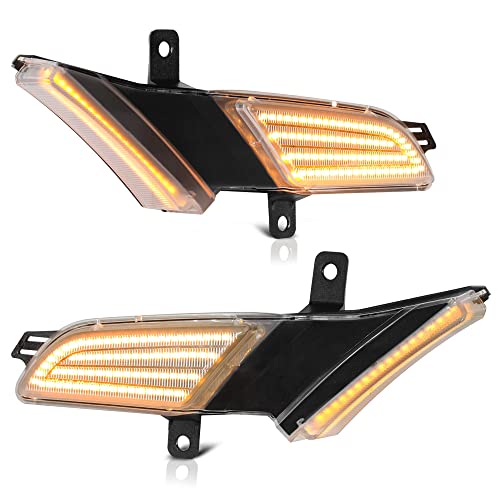 VIPMOTOZ Front Amber Full LED Side Marker Lights Lamps Compatible With 2008-2010 Porsche Cayenne 957 Clear Lens Chrome Housing Driver & Passenger Side Pair Set