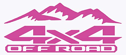 Image of 2 x Pink 4x4 Off Road Mountains Bedside Vinyl Decals Fits New Dodge Ram 1500 2500 3500 Power Wagon