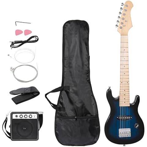 Saturnpower 30" Beginner Electric Guitar with 5W Amp and Accessories Pack Guitar Bag for Beginners (Blue) Cover