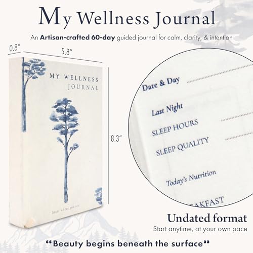 Image of 60-Day Guided Journal - Undated Wellness & Gratitude Planner - Daily Reflection Prompts, Habit Tracker, Mood Tracker - A5 Hardcover, 130 GSM Paper - A Thoughtful Gift for Mindful Living (Blue)