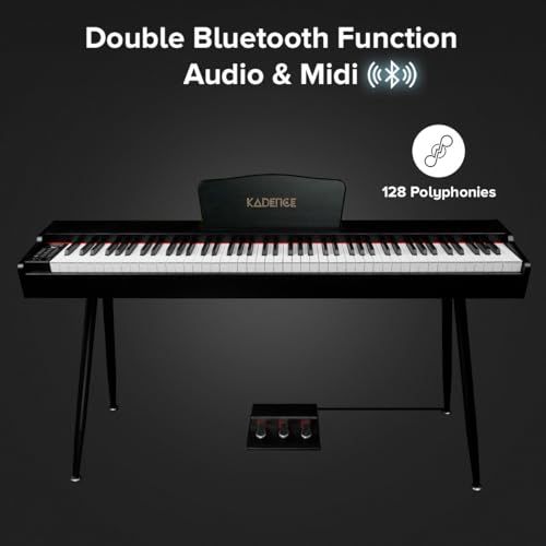 Image of Kadence DP01WBK GEN25 Digital Piano | 88 Weighted Progressive Hammer Keys | Portable with Wooden Stand, Triple Pedal, MIDI | French Dream Chip | 2025 Edition | Black