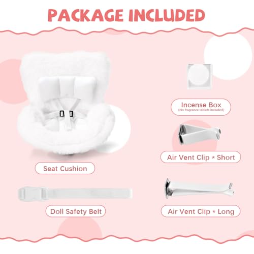 Image of PATPAT Doll Car Seat for 4-Inch Figure, Soft Plush, Air Vent Clip
