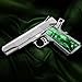 Cool Hand 1911 Grips for Full Size, Magwell Cut, High Polished Synthetic Pearl, Gold Screws Included, Ambi Safety Cut, Green