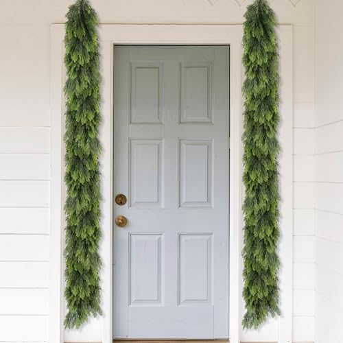 9 FT Realistic Christmas Cedar Garland, Artificial Christmas Garland Real Touch Greenery Faux Pine Garlands, Xmas Decorations Indoor by Tiocky - Image 7