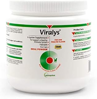 Vetoquinol Viralys L-Lysine Supplement for Cats, 3.5oz/100g - Cats & Kittens of All Ages - Immune Health - Sneezing, Runny Nose, Squinting, Watery Eyes - Palatable Fish & Poultry Flavor Lysine Powder