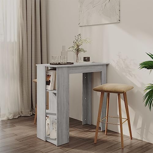 Table haute avec 3 étagères de rangement pour cuisine - 2