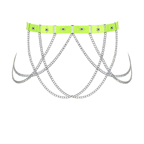 Women's Body Harness Garter Belt Plus Size Stockings Fashion Metal Chain Belt Punk Gothic Carnival Dance Festival Costume