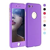 iPhone 6 Plus Case - GreenElec [Ultra-thin] 360 All Round Protective - Hard Hybrid Plastic Slim Cover Case with [Tempered Glass Screen Protector] for iPhone 6 Plus / iPhone 6S Plus (Purple)