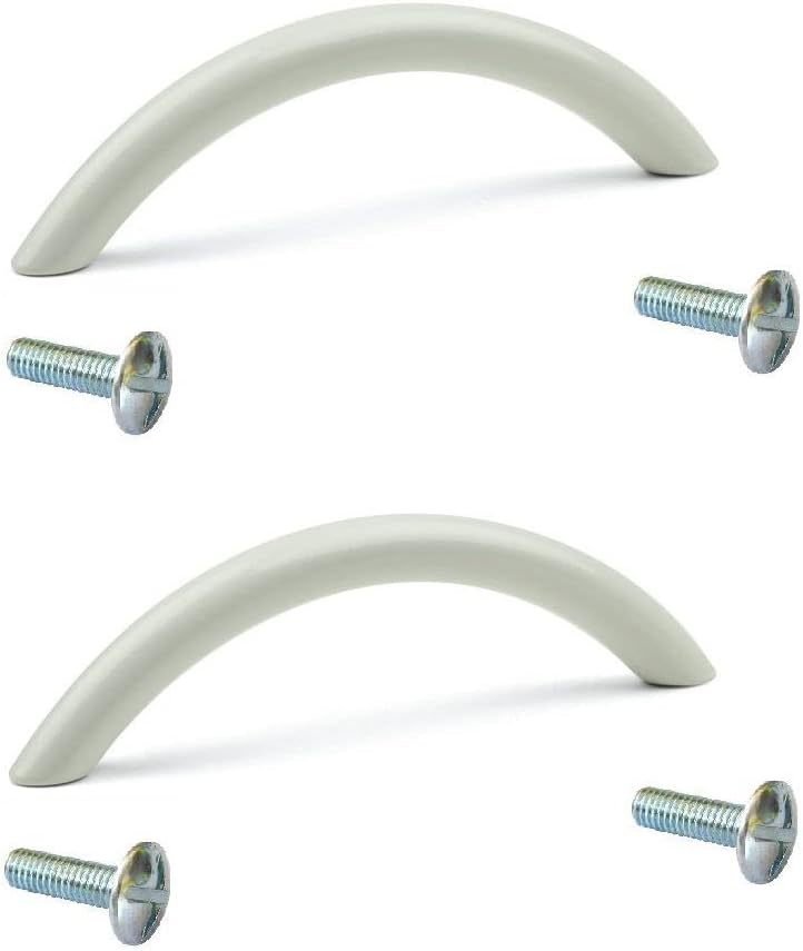 cyclingcolors Furniture Handles 128 mm Steel Glossy White with Screws Metal Kitchen Handles Door H