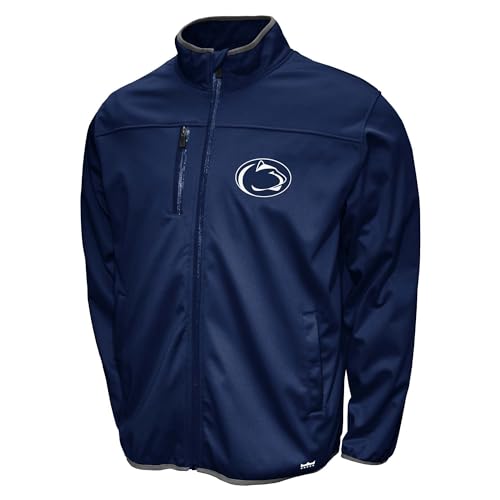 2Bhip NCAA Penn State University Adult Mens College Navy Blue Mock Neck Softshell Full Zip Coat Jackets