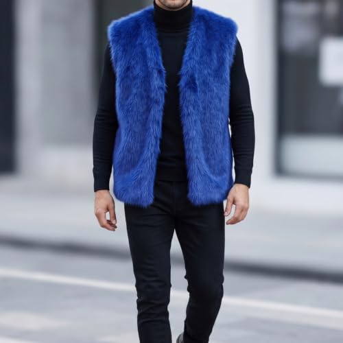 Image of Colf Men's Winter Sleeveless Faux Fur Vest Short Coat | Mens Faux Fur Jacket, Short Coat , Sleeveless Waistcoat, Winter Overcoat, Fluffy