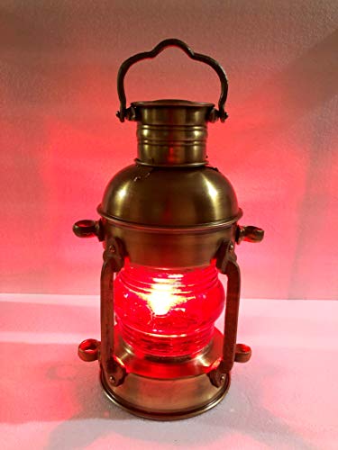 Nautico Ottone Lanterna Elettrica Lampada Rossa Decorativa Appeso Lanterna Nave Marina Lampada Home Decor