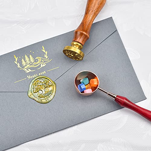 855Pcs Sealing Wax Beads with A Wax Seal Stamp, a Wax Spoon and 2Pcs Tea Candles