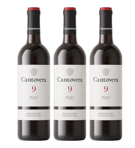 Cantovera 9 Meses Ribera del Duero Vino Tinto Tempranillo, Estuche de 3 Botellas de 750 ml